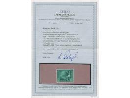 1942, Europäischer Postkongress 3 Pfg. als gezähnter Probedruck in Schwärzlichgrün mit Linienzähnung 14½ auf Vorlagekartontei