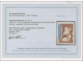 1942, Europäischer Postkongress 6 Pfg. als ungezähnte Andruckprobe auf dünnem Papier ohne Gummierung. Die Marke hat leichte B