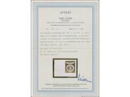 1943, Sonderstempelmarke 3 Pfg. &nbsp;als gezähnter Probedruck in Schwärzlichsepia mit Linienzähnung 14½ auf Vorlagekartontei