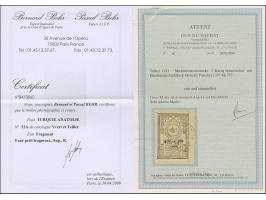 1921, Museum 5 pia. dull violet 1337 handstamped, tied by 'ANGORA' cds. to piece, not cut and very fine. Important rarity of 