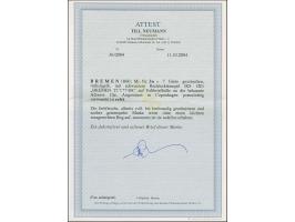 1860, 7 Grote auf rötlichgelb, farbfrisch und voll- bis meist breitrandig, mit sauber aufgesetztem Ra "BREMEN 27 7" auf Brief