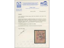 1921, Finance Fiscal 10 pa. rose handstamped 1337 additional to typo overprint, good perfs, clear cancelled ‘BOZYÜK 14.6.921’