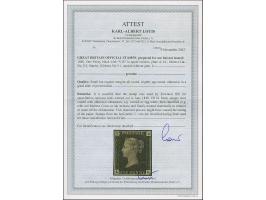 OFFICIALS: 1840, Unissued "VR" 1 d. black, LL, small but regular margins all around, unused without gum, slightly toned, othe