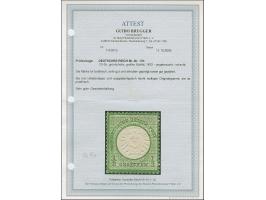 ⅓ Gr. grünlicholiv, farbfrisch, sehr gut und erhaben geprägt und gut gezähnt, postfrisch, in tadelloser Erhaltung, unsigniert