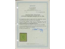 1880, 3 Pfg. hellgelbgrün in maigrüner Nuance, farbfrisch und gut gezähnt, postfrisch mit minimalem gelblichen Punkt und in t