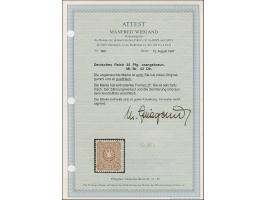 25 Pfg. orangebraun im verbreiterten Format, farbfrisch und gut gezähnt. Die postfrische Marke ist in tadelloser Erhaltung, u