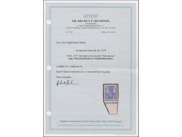 1900, Probedruck Germania Reichspost 5 Pfg. in Violettultramarin mit großem Teil des Unterrandes, farbfrisch, ungebraucht und