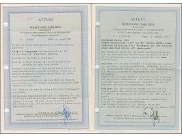 1900, Vineta-Provisorium 3 PF auf Germania Reichspost 5 Pfg. aus der linken oberen Bogenecke und zweites Stück mit Oberrand. 