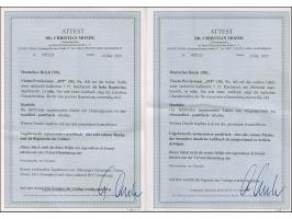 1900, Vineta-Provisorium 3 PF auf Germania Reichspost 5 Pfg. aus der linken oberen Bogenecke und zweites Stück mit Oberrand. 