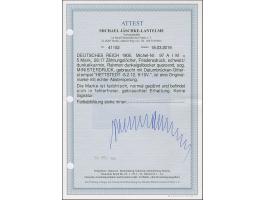 Ministerdruck 5 M. schwarz/dunkelkarmin mit Zähnungslöcher 26 : 17, farbfrisch und sauber gestempelt, in tadelloser Erhaltung