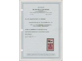 1921, Germania 3 M. auf 1¼ M. karminrot/dunkelkarminlila mit stumpfem Aufdruck, Walzendruck-Oberrandstück mit der Konfigurati