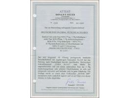 Krone/Adler 2 Pfg. im senkrechten Paar in Mischfrankatur mit Germania 3 Pfg. dunkelorangebraun im senkrechten Paar und Einzel