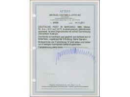 1899, 10 C. auf 10 Pfg. dunkelrosarot (lechaftocker quarzend), farbfrisch und gut gezähnt, ungebraucht, in einwandfreier Erha