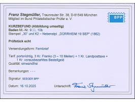 1 Kr. schwarz im waagerechten Paar und 3 Kr. ultramarin, alle farbfrisch und gut gezähnt, mit Nr. "30" und nebengesetztem DKr