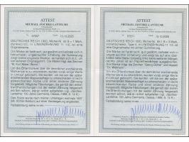 Versuchsauflage mit Linienzähnung 11½: 1900, Reichspost 1-5 M. komplett, ungebraucht, dabei 2 M. in Type I, 3 M. in Type II u