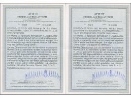 Versuchsauflage mit Linienzähnung 11½: 1900, Reichspost 1-5 M. komplett, ungebraucht, dabei 2 M. in Type I, 3 M. in Type II u