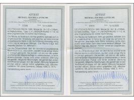 Versuchsdrucke mit Linienzähnung 11½: 1900, Reichspost 2 M. in Type I und II (dunkle Farbnuance), sind farbfrisch und sehr gu