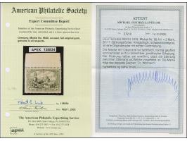 1919, Kriegsdruck 3 M. schwarzviolettgrau mit Zähnungslöcher 26:17, Oberrandstück, postfrisch und in tadelloser Erhaltung. Da