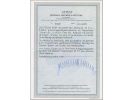 Amtlich nicht ausgegeben: 5 M. mit Aufdruck mit kommaförmigem i-Punkt und Plattenfehler “Punkt vor L in VOLK” (Feld 18). Die 