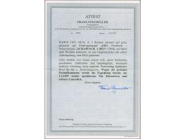 "126" in schwarz, sauber auf 3 Kr. auf grün, links leicht berührt, sonst voll- bis überrandig, mit klar nebengesetztem kleine