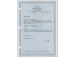 5 Pfg. dunkel(grau)ultramarin, Type V, gezähnt K 11¼ : 11 mit Wasserzeichen 3X (fallende Wellenlinien), gestempelt mit zwei v