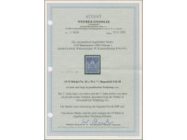 15 Pfg. (dunkel)violett, gezähnt K 14 : 14¼ und Wasserzeichen 1W, postfrisch mit zwei leicht verkürzten Zähnen rechts oben, a