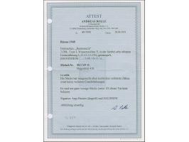 2 M. grauviolett, Type 1, gezähnt L 11 : 11 : 11 : 11½ und mit Wasserzeichen 1Y (Bogenfeld 410), sauber gestempelt mit drei v