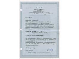 3 M. dunkelrotlila, zweimal Type I (unten) und zweimal Type Ia (oben) und mit Wasserzeichen 1Y im Viererblock aus der rechten