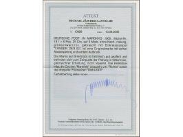 1900/03, 6 Pes. 25 cts auf Reichspost 5 M., Type I ohne Nachmalung mit Stempel “TANGER (MAROCCO) DP 26.3.02” auf Briefstück. 