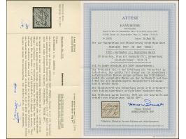 1872, Innendienst 30 Gr. (grau)ultramarin mit kopfstehender handschriftlicher Entwertung “Constan-tinopel 12/9.73”. Die farbf