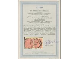 1888, 2 M. mittelrosalila im senkrechten Paar je mit Stempel “KAMERUN 12.9.88” auf Briefstück. Die farbfrischen Marken sind g