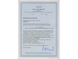 1850,1 Sch. dunkelblau im senkrechten Paar, schöne tiefe Farbe und breit-bis überrandig, unten mit kleinem Teil der Nachbarma