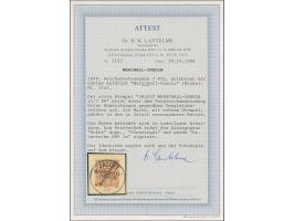 1897/1900, Diagonalaufdruck 3 Pfg. hellockerbraun mit klarem Stempel “JALUIT MARSCHALL-INSELN 21.7.99” auf Briefstück. Die fa