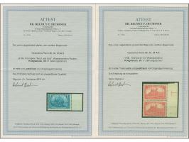 1915/19, Kriegsdruck mit Zähnungslöcher 26:17 1 und 2 M. jeweils mit rechtem Rand, postfrisch, in tadelloser Erhaltung, 1 M. 