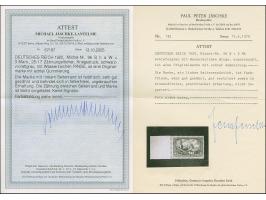 1920, Kriegsdruck 3 M. schwarzviolettgrau mit Wasserzeichen “Ringe” und linken Bogenrand (vorgefaltet), sauber ungebraucht un