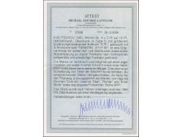 1900. 5 Pf auf 10 Pfg. lebhaftlilarot mit zusätzlichem Handstempel “5 Pf.” (größere Type), mit Stempel “TSINGTAU KIAUTSCHOU 2