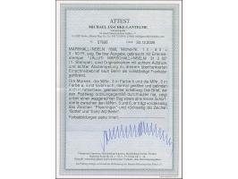 1899, Berliner Ausgabe 3-50 Pfg. komplett, dabei 10 Pfg. lilarot und 25 Pfg. gelblichorange, je mit klarem Stempel “MARSCHALL