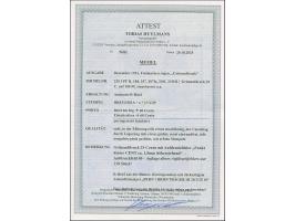 1923, Grünaufdruck 25 C. auf 100 M. zinnoberrot mit Aufdruckfehler “Punkt hinter CENT ca. 1,5 mm höher stehend” (Feld 40) in 