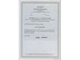 1946, Renner 1-5 S. geschnitten in waagerechten Dreierstreifen mit Zierfeld, dabei alle rechten Marken mit zeitgerechter Entw