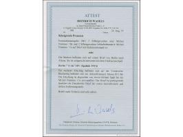 “BERLIN ** 7.11.66” (Spalink 1N1b) mehrfach in blau auf Preussen Wappen 2 und 3 Sgr. als tarifgerechte Frankatur auf R-Briefk