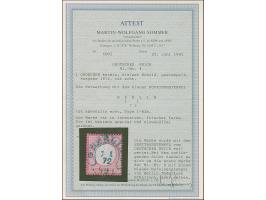 “BERLIN** 1.1.72” (Spalink 1-N3b) in Blau klar auf loser Marke kleiner Schild 1 Gr. karmin. Die farbfrische Marke ist gut gep