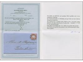 “COELN** 4.7.72” (Spalink 4-1N1) sehr klar auf großer Schild 1 Gr. karmin auf Faltbriefhülle nach Traben mit Ankunftsstempel.