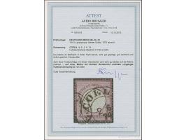 “COELN** 2.6.74” (Spalink 4-1N3) sehr klar auf loser Marke kleiner Schild ¼ Gr. graupurpur. Die farbfrische Marke ist sehr gu