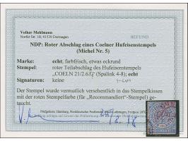 “COELN 21.2.68” (Spalink 4-6N1) in Rot auf loser Marke Norddeutscher Postbezirk 2 Gr. durchstochen. Die leicht eckrunde Marke