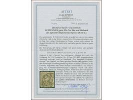 “COELN*1e 26.7.77” (Spalink 4-14y) sehr klar auf loser Marke 50 Pfge grau. Die farbfrische Marke ist etwas fehlerhaft, optisc