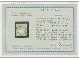 “CREFELD 6.JAN.72” (Spalink 6-5) klar auf loser Marke ⅓ Gr. hellgelblichgrün. Die farbfrische Marke ist gut geprägt, normal g