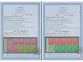 1955/56, Heuss H-Blatt 3,5, 6 und 7 (teils stärker angetrennt, H-Bl. 5 ein Viererblock rechts abgetrennt), jeder Wert mit Han