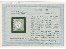 “DÜSSELDORF 31.DECBR.73” (Spalink 11-6N) klar auf loser Marke ⅓ Gr. gelblichgrün. Die farbfrische Marke ist deutlich geprägt,