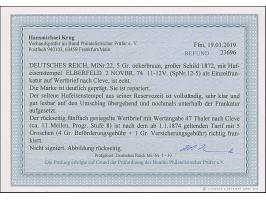 “ELBERFELD 2.NOVBR.74” (Spalink 12-5) klar auf großer Schild 5 Gr. ockerbraun als tarifgerechte Einzelfrankatur auf Wertbrief
