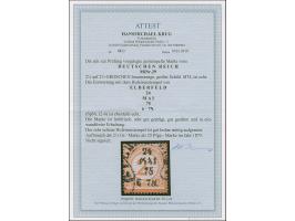 “ELBERFELD 24.MAI.75” (Spalink 12-6) klar auf loser 2½ auf 2½ Gr. braunorange. Die farbfrische Marke ist sehr gut geprägt, gu